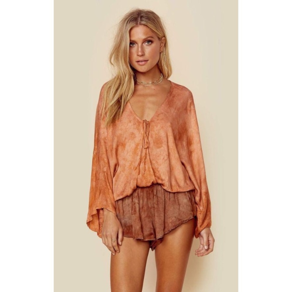 Blue Life Orange Tie-Dye Blouse